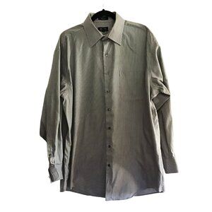 AXCESS- MENS STRIPED GREY 100% COTTON NON-IRON BUTTON-DOWN SHIRT SIZE NECK 17